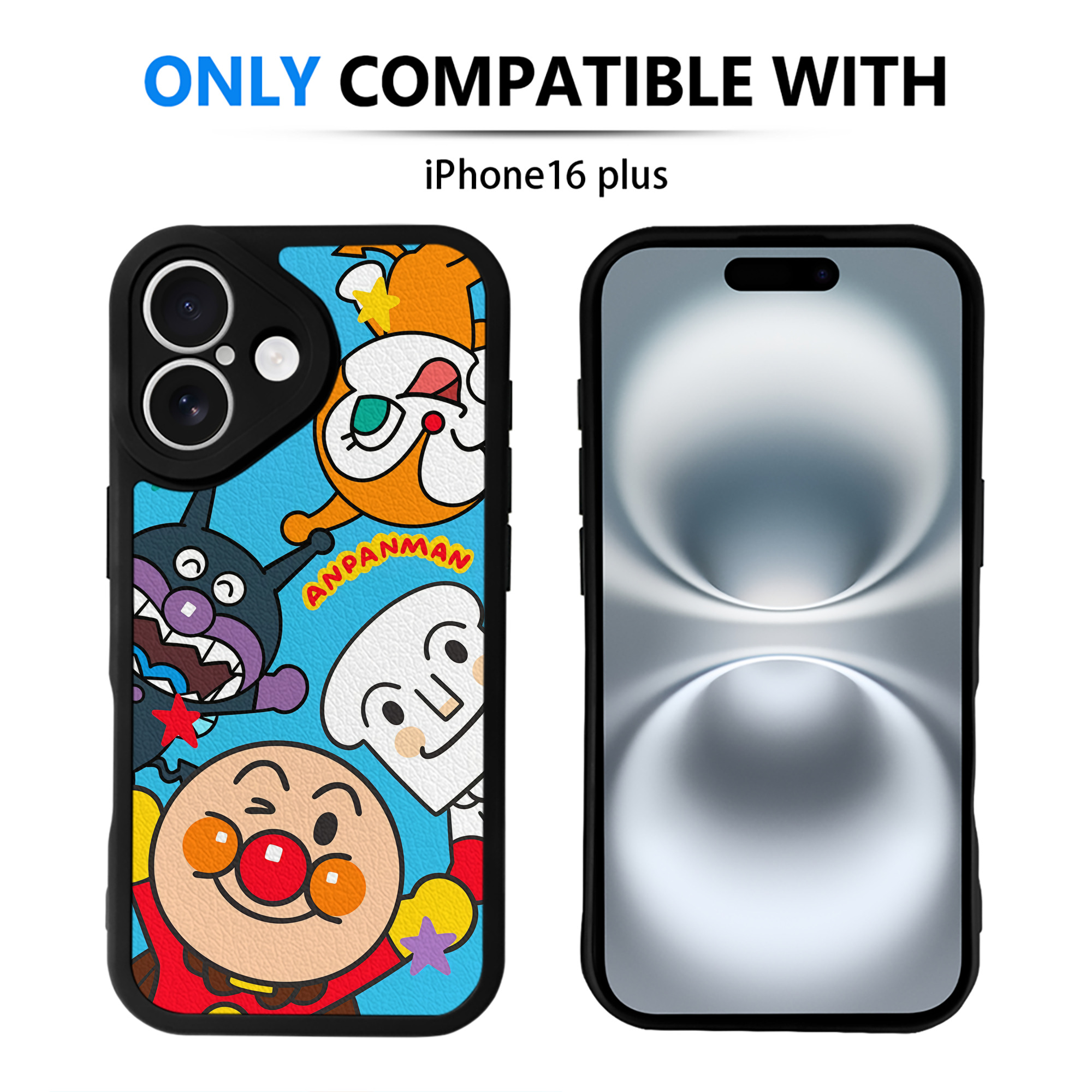 （画像用） アンパンマン Anpanman 【iPhone 16シリーズ対応】シリコンスマホケース（レザー調） 材質：シリコン